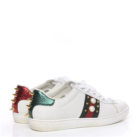 gucci calfskin sneakers black white|Gucci ace sneakers women.